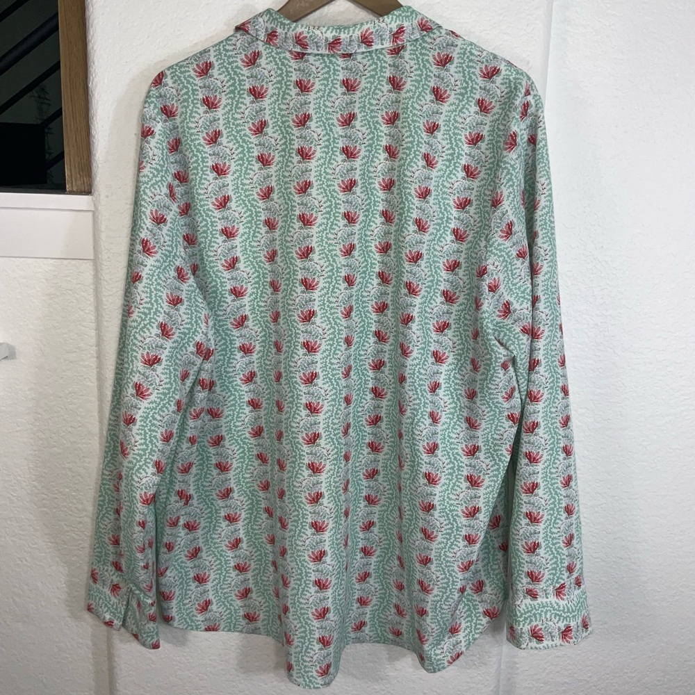 Hill House Mint Green and Pink Floral Button-Down Top - Picture 4 of 5